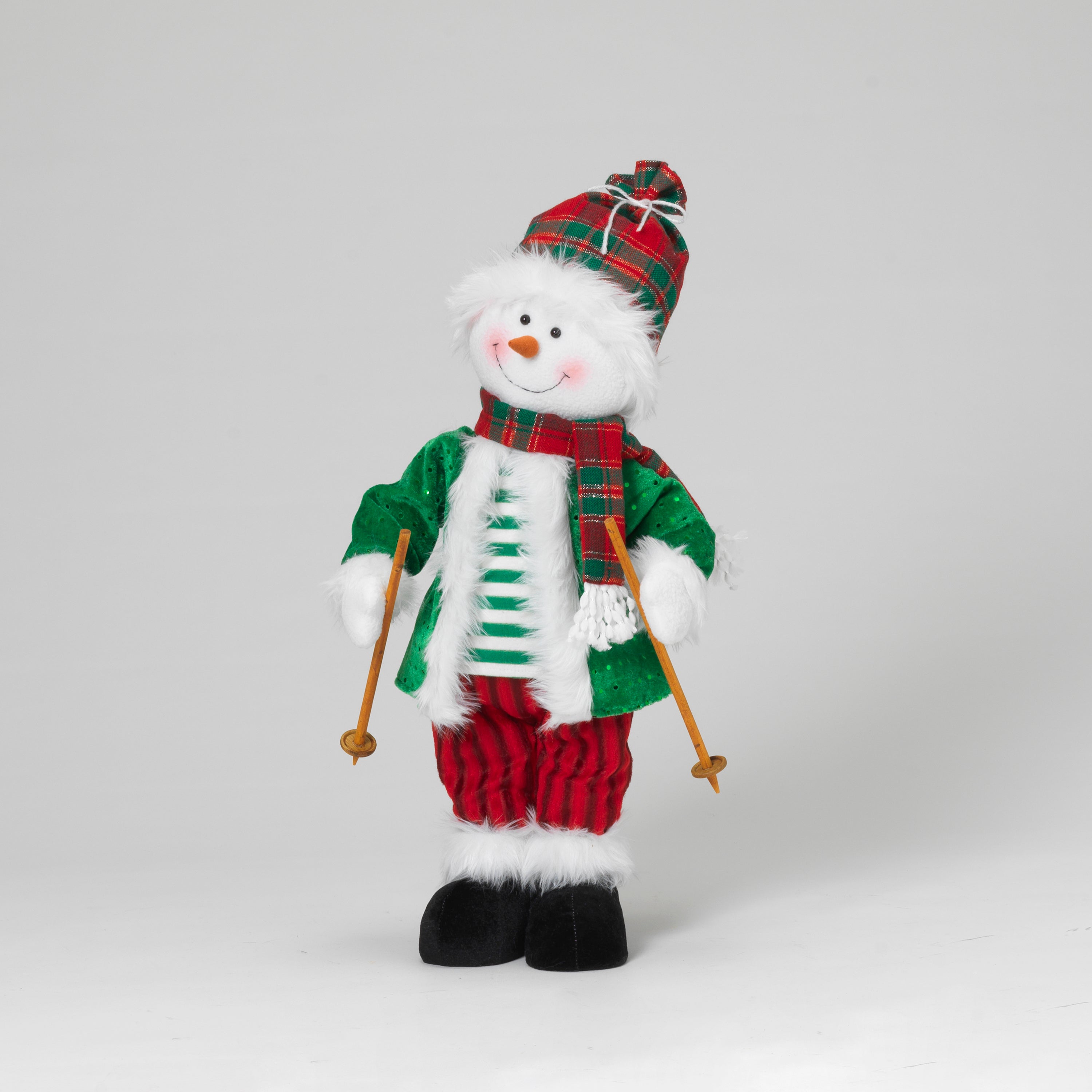 Polished 20 in H USB Electric Animated Fabric Skiing Snowman